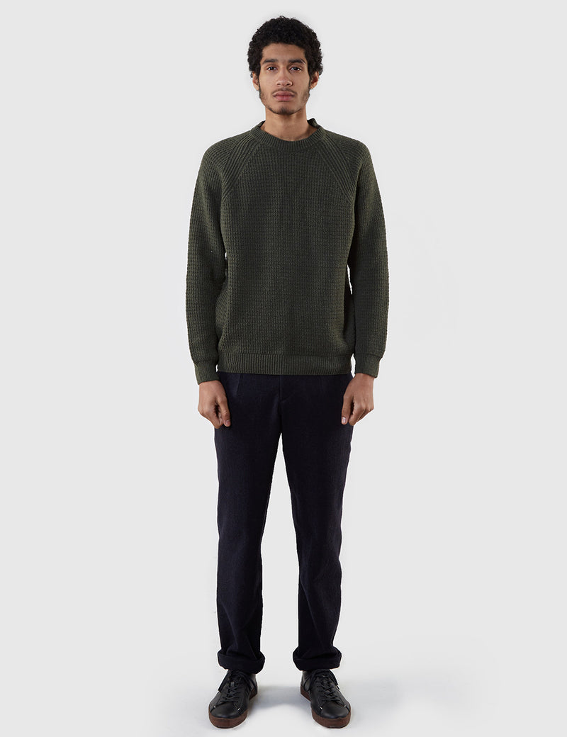 Edwin Purl Ecojean Knit Jumper - Uniform Green