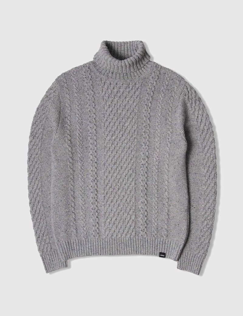 Pull col roulé en tricot Edwin United - Gris