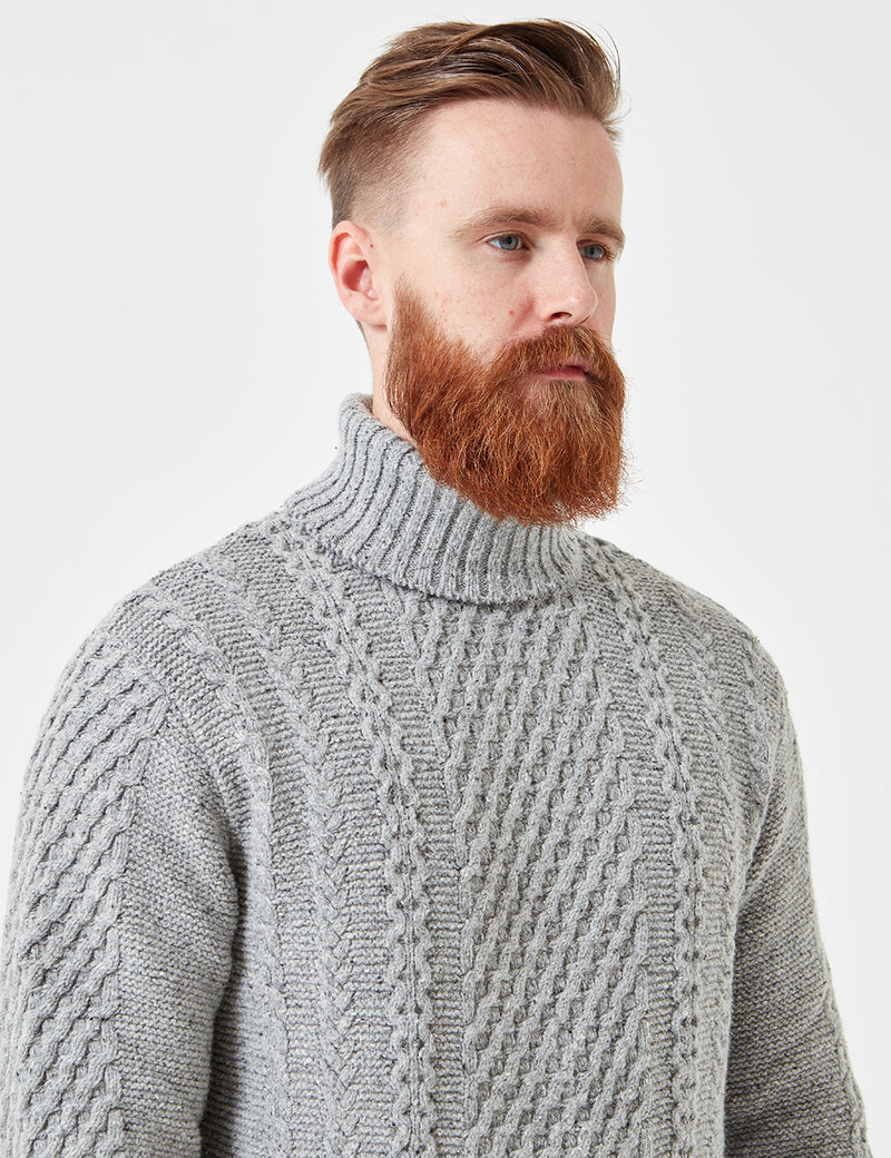 Pull col roulé en tricot Edwin United - Gris