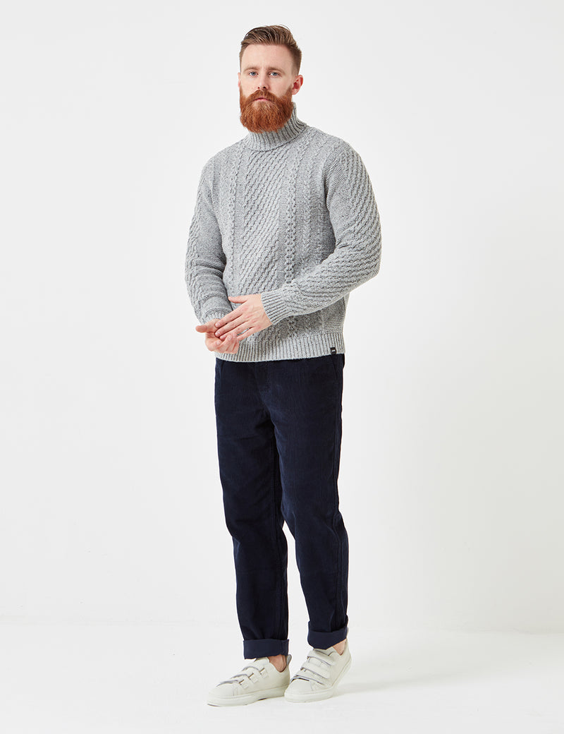 Pull col roulé en tricot Edwin United - Gris