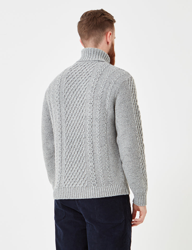 Pull col roulé en tricot Edwin United - Gris