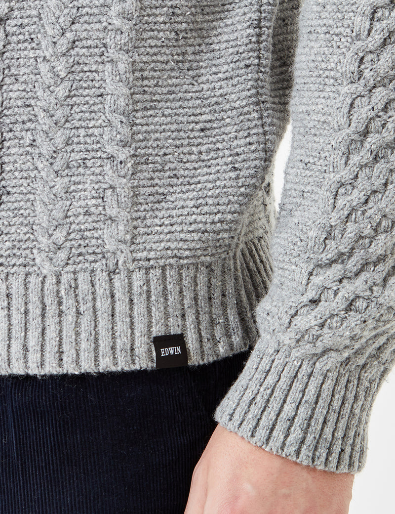 Pull col roulé en tricot Edwin United - Gris