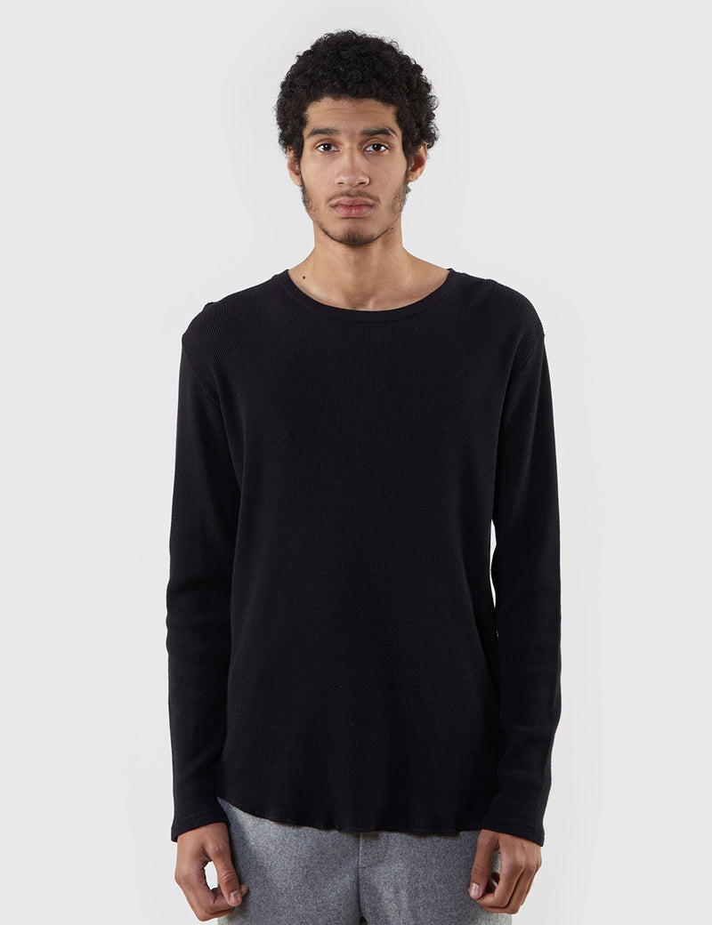 Edwin Waffle Long Sleeve T-Shirt - Black