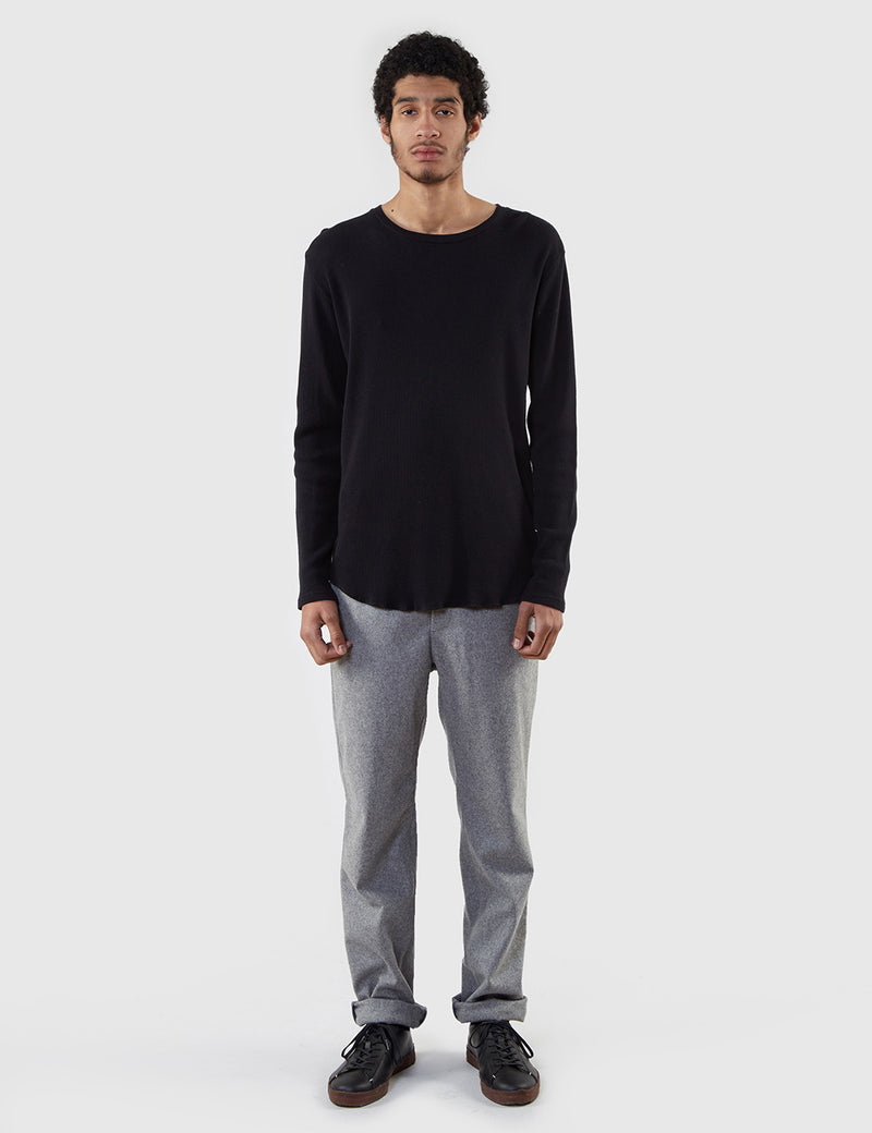 Edwin Waffle Long Sleeve T-Shirt - Black
