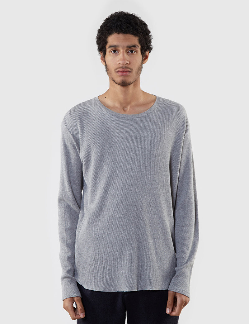 T-Shirt à Manche Longue Edwin Waffle (Marl) - Mid-Grey