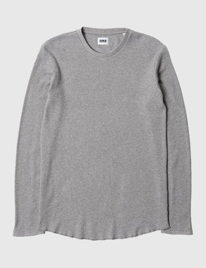 T-Shirt à Manche Longue Edwin Waffle (Marl) - Mid-Grey