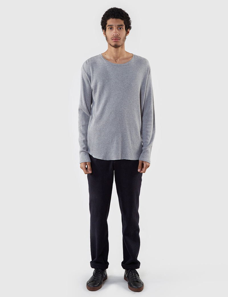 T-Shirt à Manche Longue Edwin Waffle (Marl) - Mid-Grey