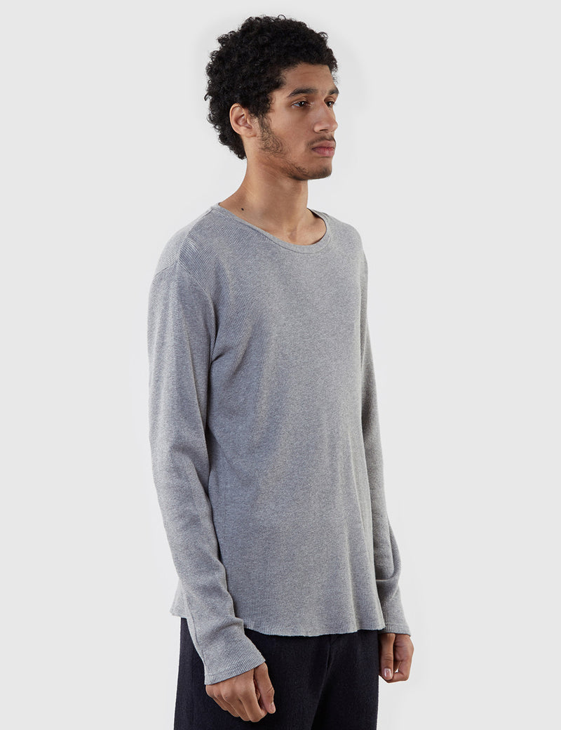 T-Shirt à Manche Longue Edwin Waffle (Marl) - Mid-Grey