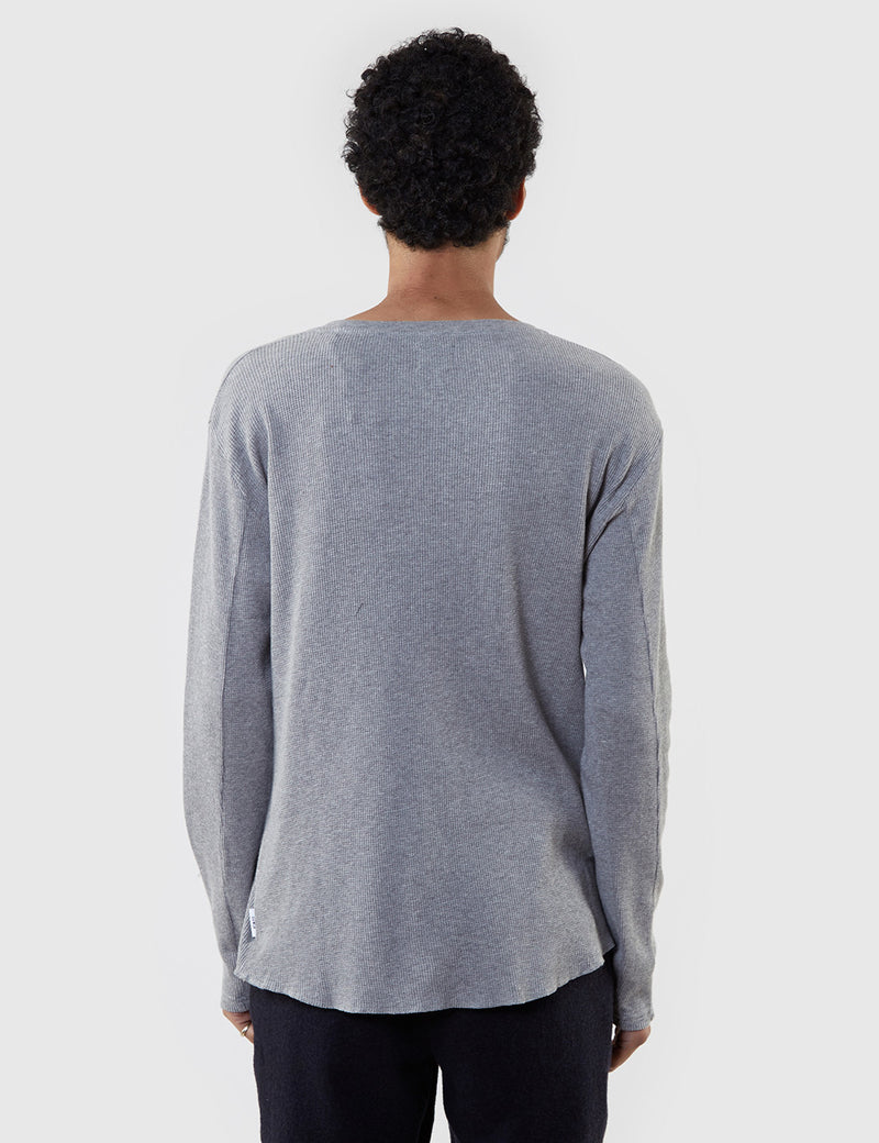 T-Shirt à Manche Longue Edwin Waffle (Marl) - Mid-Grey