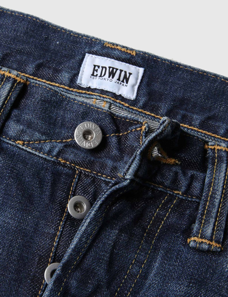 Edwin ED-55 Dark Blue Jeans 12oz (Regular Tapered) - Grime Dirt Wash