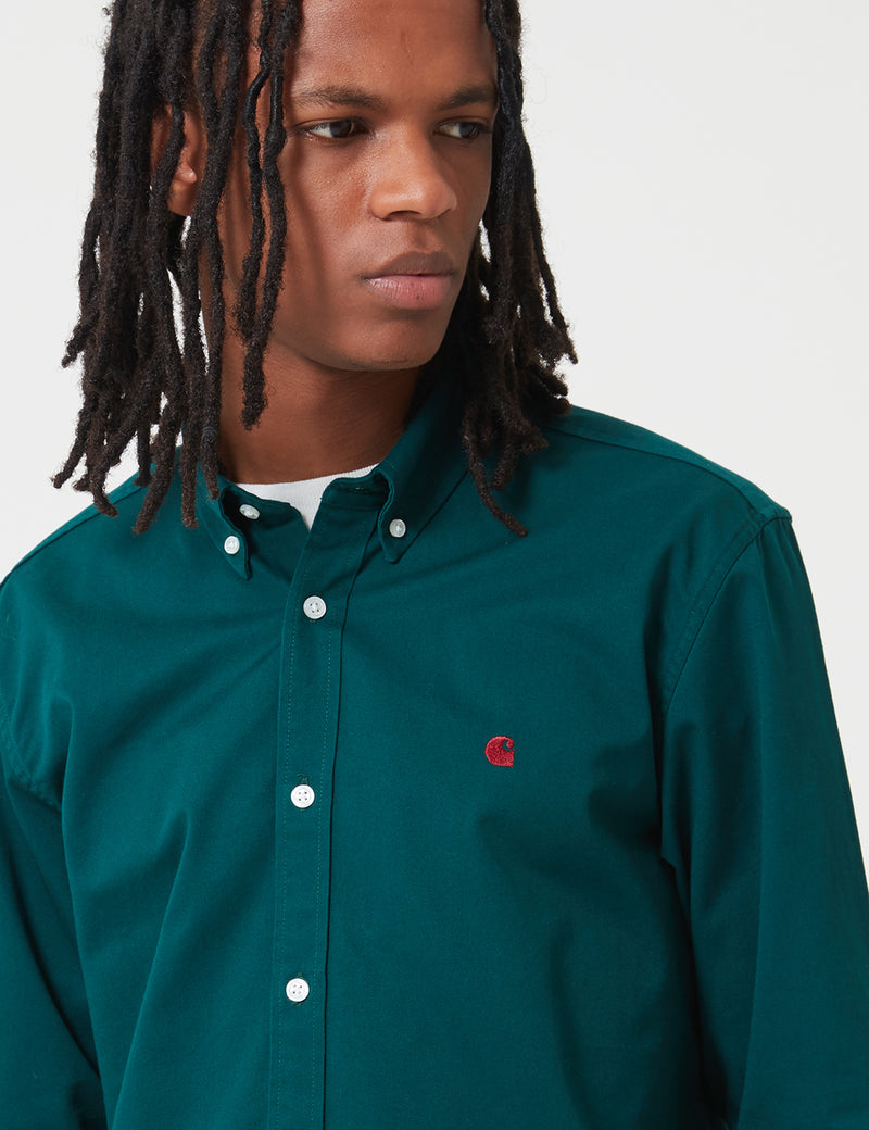 Carhartt-WIP Madison Shirt - Dark Fir Green / Merlot Red