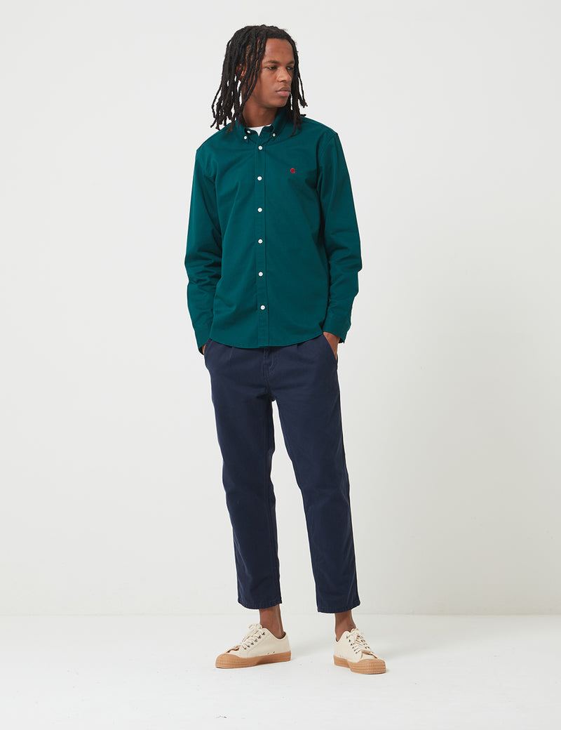 Carhartt-WIP Madison Shirt - Dark Fir Green / Merlot Red
