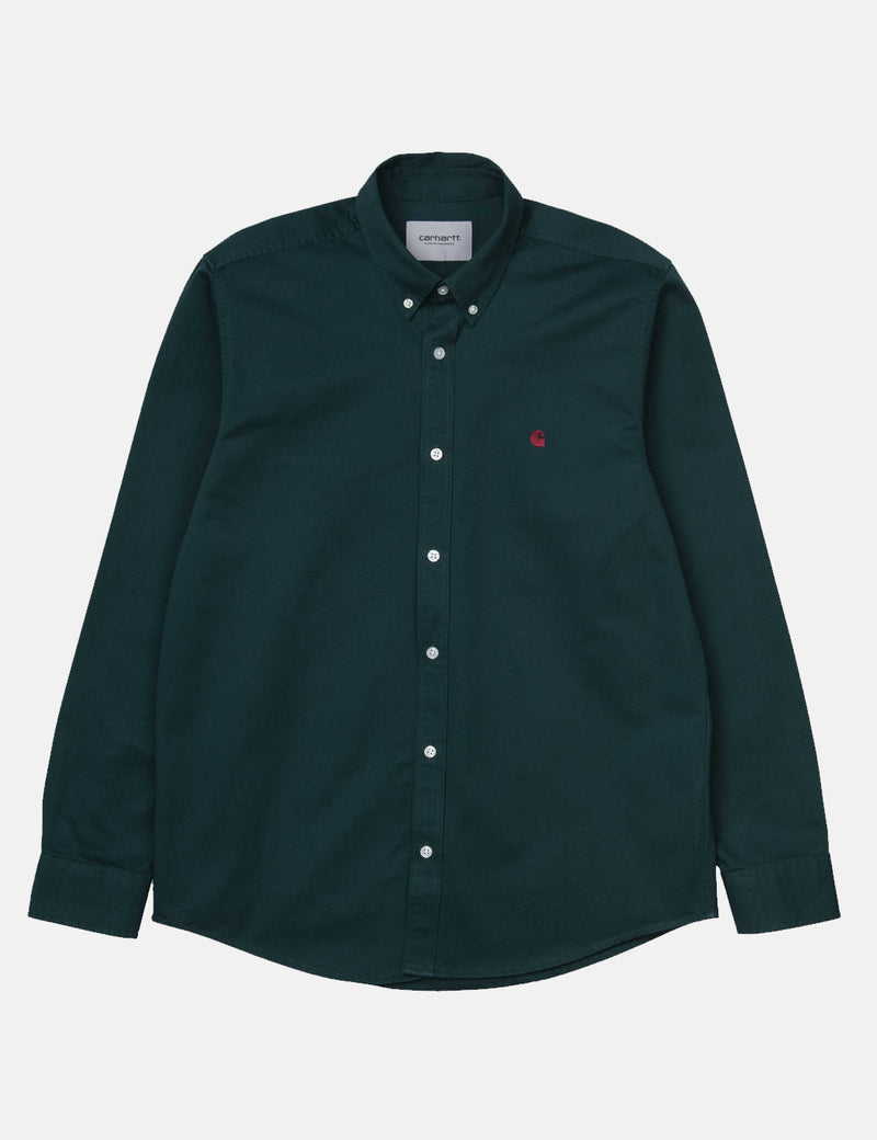 Carhartt-WIP Madison Shirt - Dark Fir Green / Merlot Red