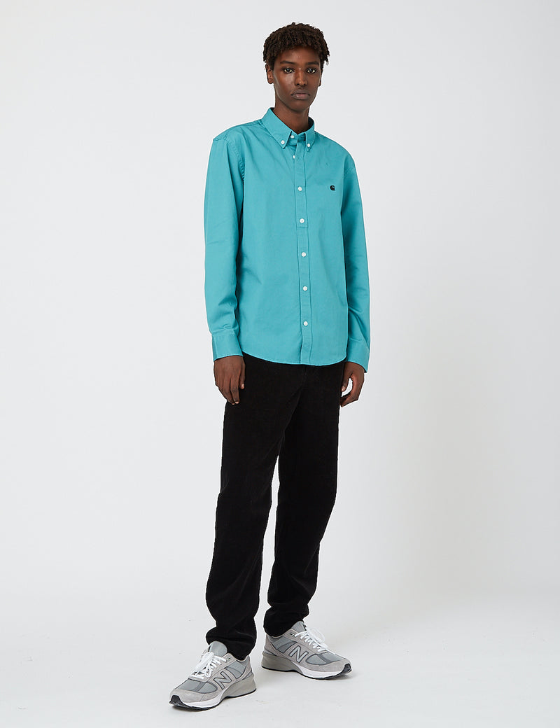 Carhartt-WIP Madison Shirt - Frosted Turquoise / Schwarz