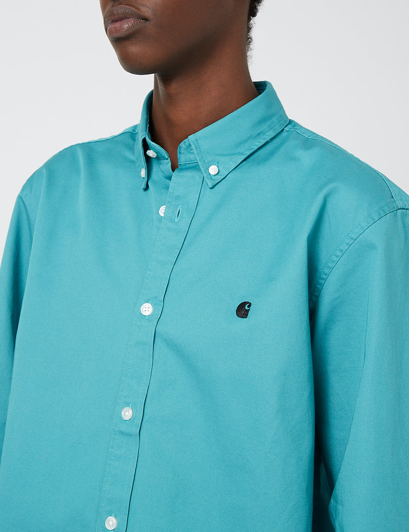 Carhartt-WIP Madison Shirt - Frosted Turquoise/Black