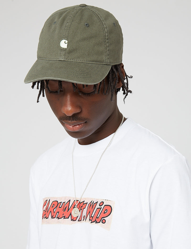 Carhartt-WIPマディソンロゴキャップ-ヘムロックグリーン/ペールスペアミント