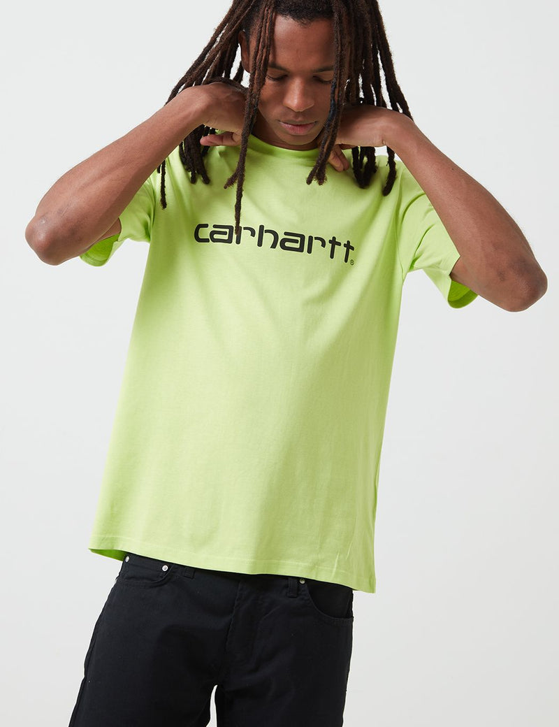 Carhartt-WIP 스크립트 티셔츠-라임/블랙