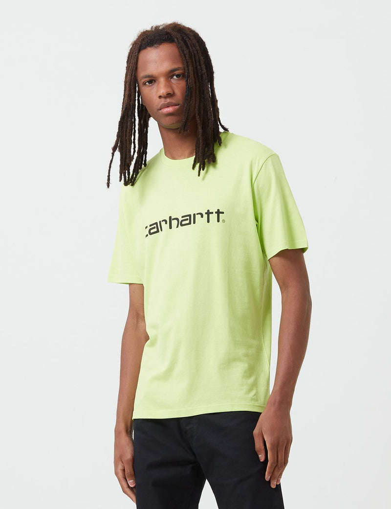 Carhartt-WIP-Skript-T-Shirt - Lime / Schwarz