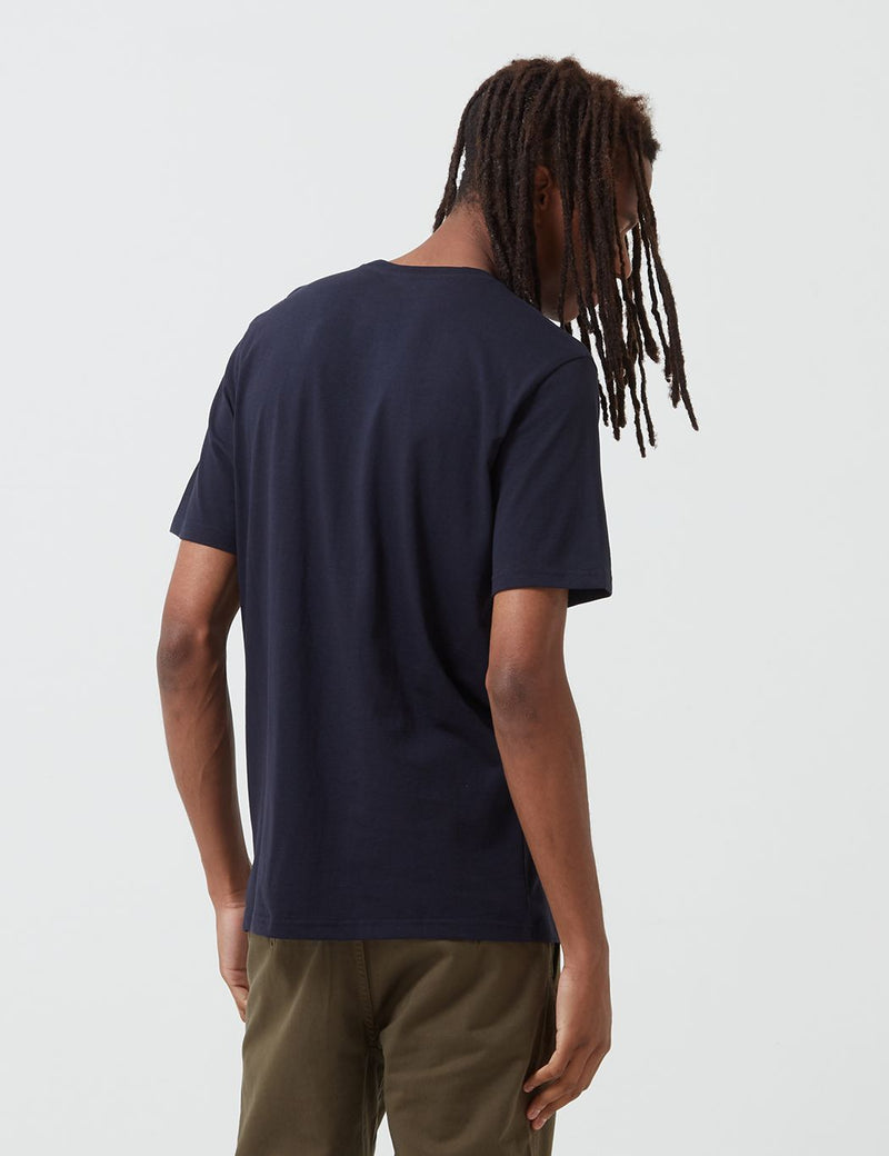 Carhartt-WIP 스크립트 티셔츠-다크 네이비 블루/팝 오렌지