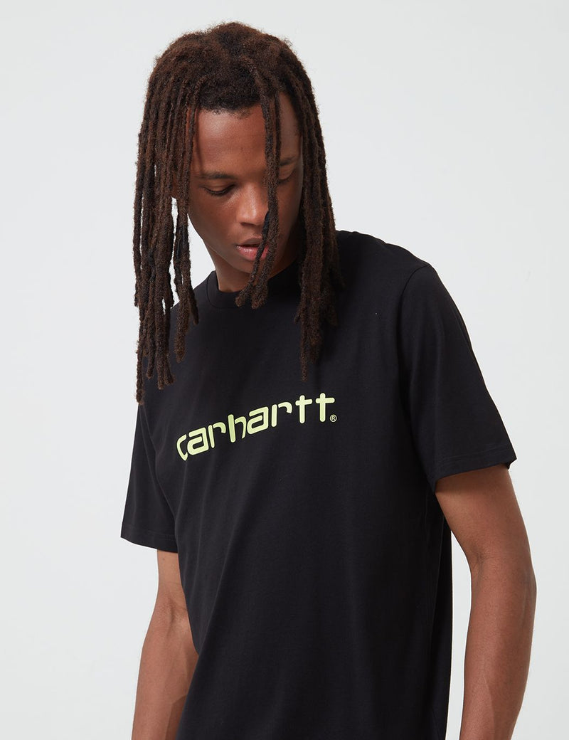 Carhartt WIP Script T Shirt Black Lime I URBAN EXCESS