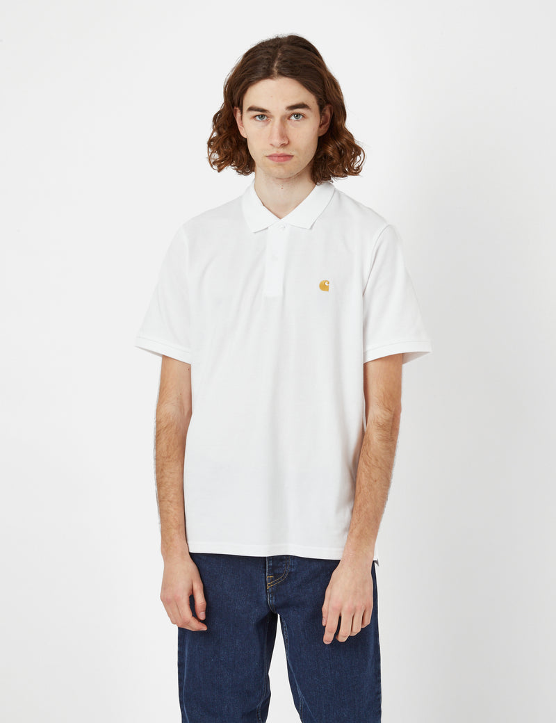 Carhartt-WIP Chase Pique Polo Shirt - White
