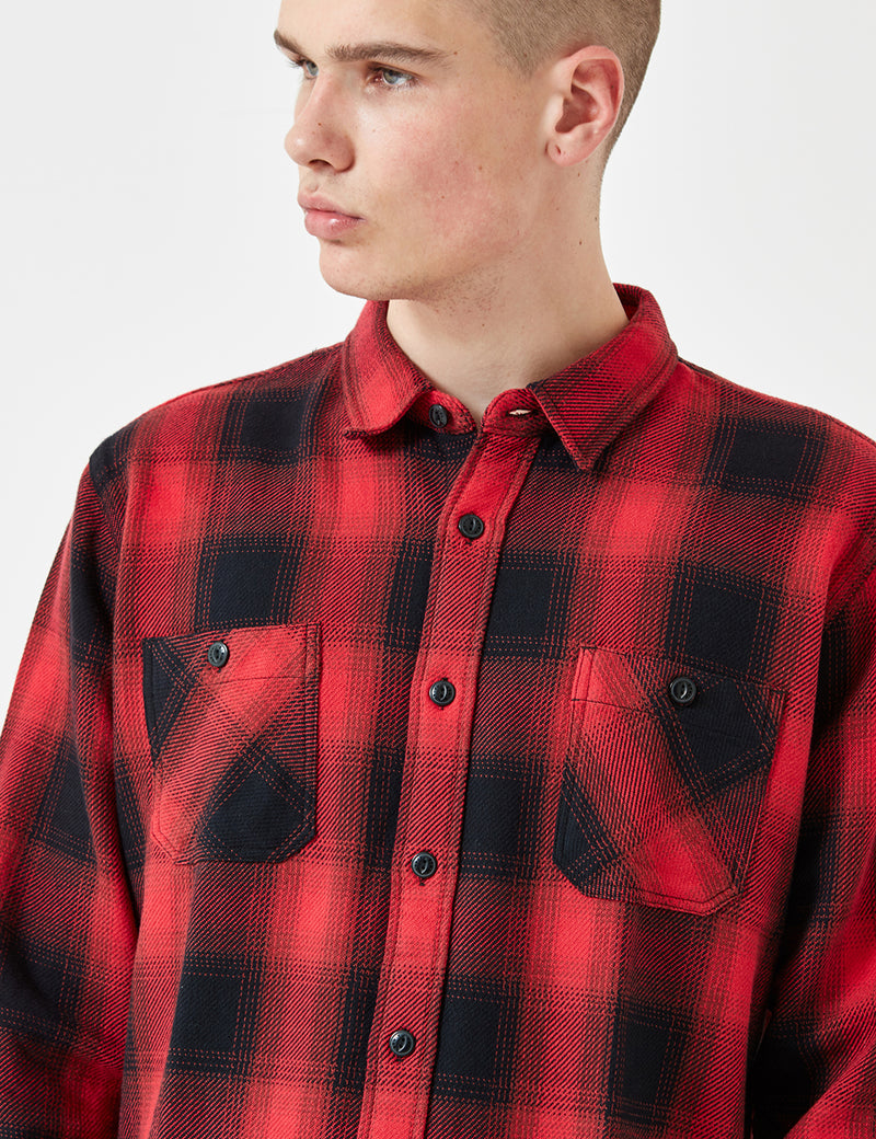 Chemise en flanelle à carreaux Edwin Labor - Rouge