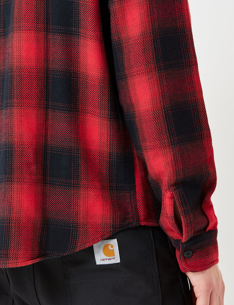 Chemise en flanelle à carreaux Edwin Labor - Rouge