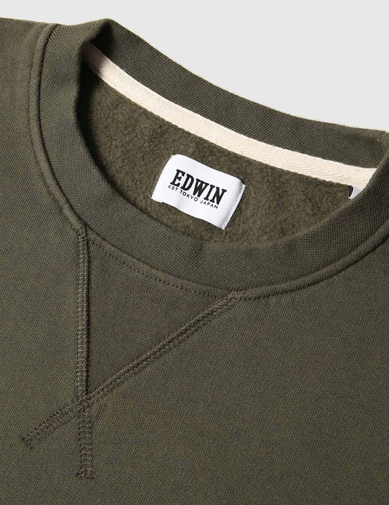 Sweat à col rond Edwin Classic - Vert olive
