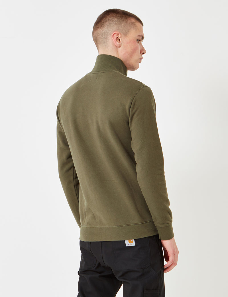 Edwin Warm Up Half-Zip Sweatshirt - Olive Green