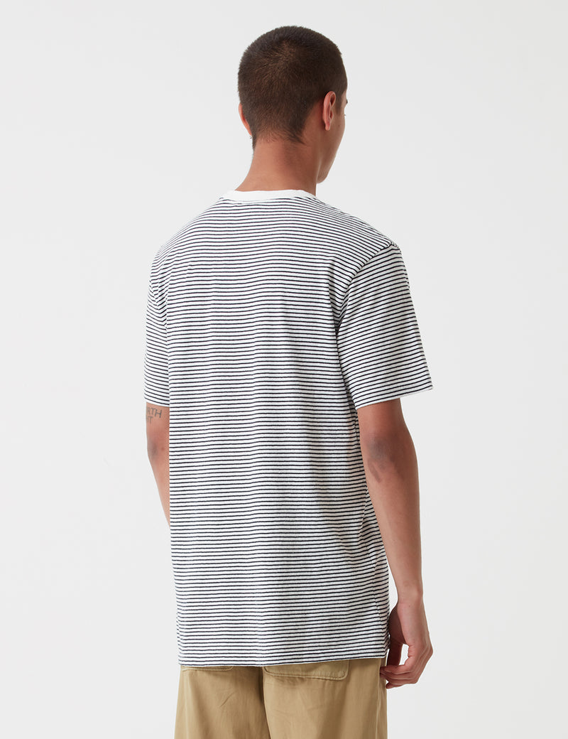 Carhartt-WIP T-shirt Bounty Prior - Rayure Marine/Cire