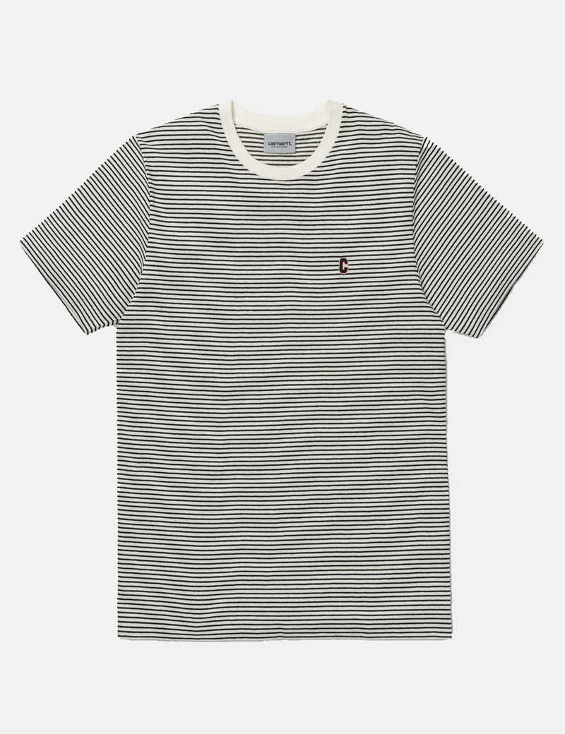 Carhartt-WIP T-shirt Bounty Prior - Rayure Marine/Cire