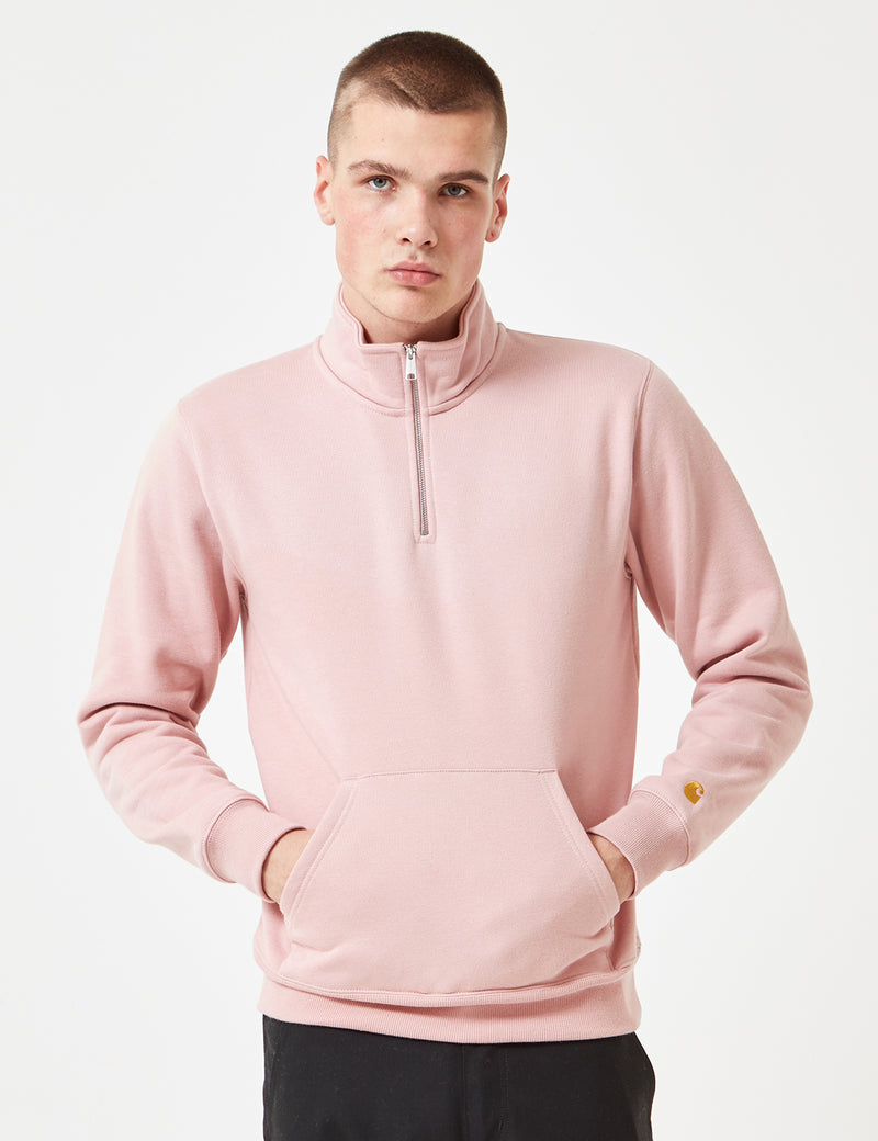Carhartt-WIP Chase Half-Zip Sweatshirt - Soft Rose Pink