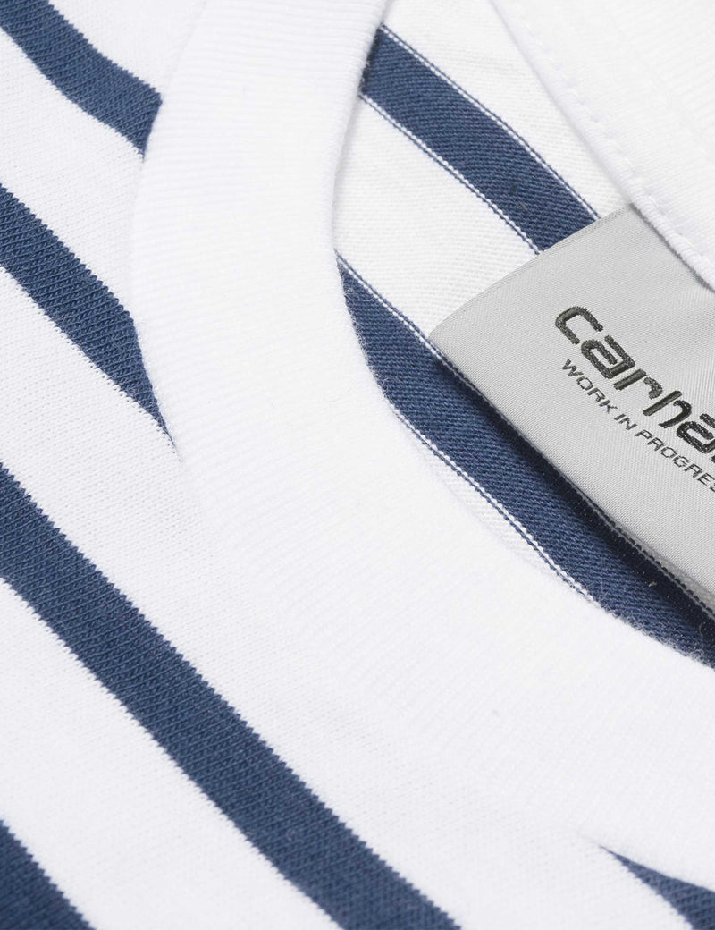 Carhartt-WIP Champ Long Sleeve Stripe T-Shirt - Blue / White