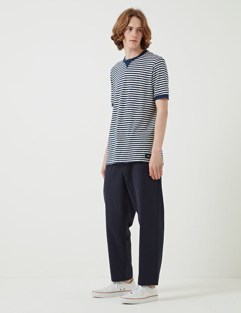 T-shirt Rayé Edwin International - Naturel/Bleu Marine