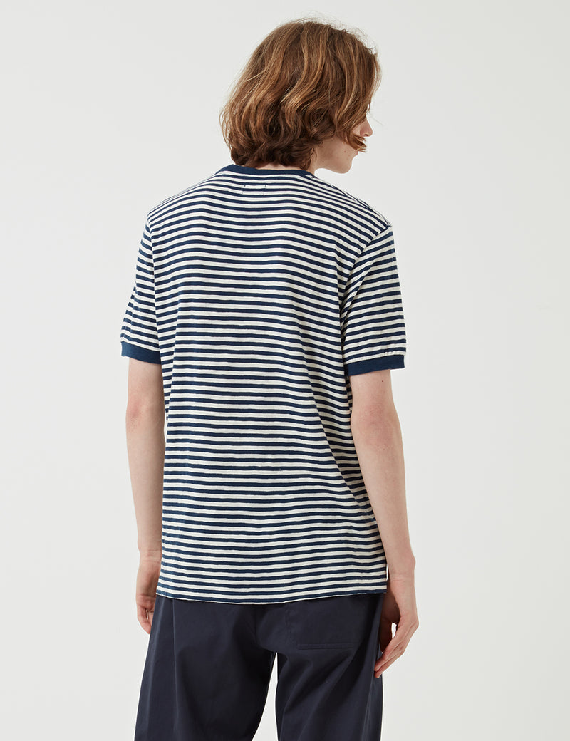 T-shirt Rayé Edwin International - Naturel/Bleu Marine