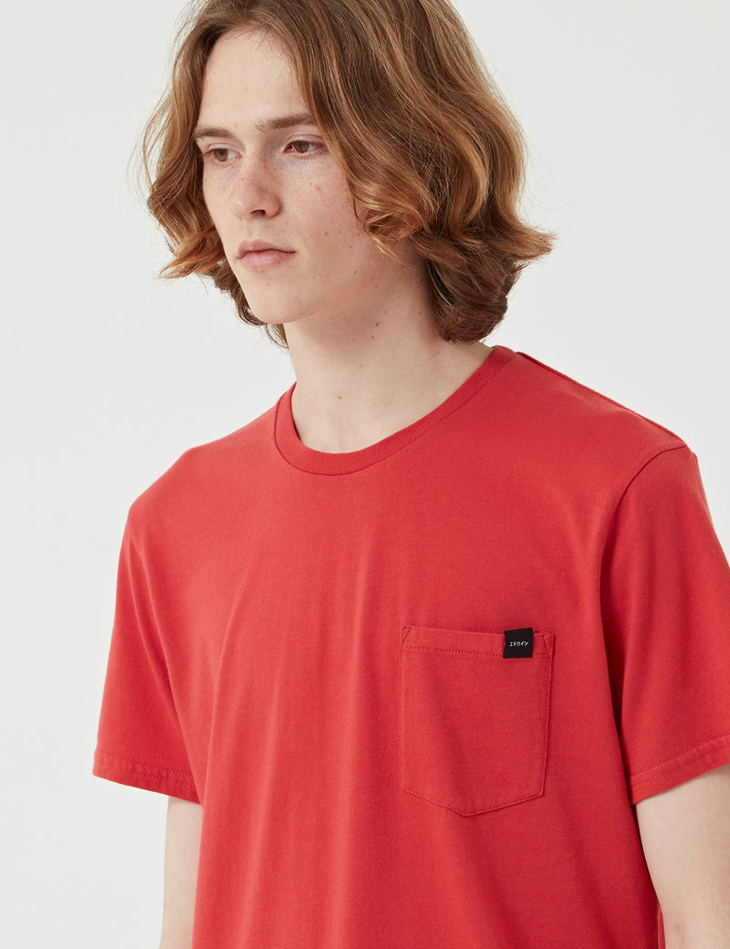 Edwin Taschen-Jersey-T-Shirt - Washed Red
