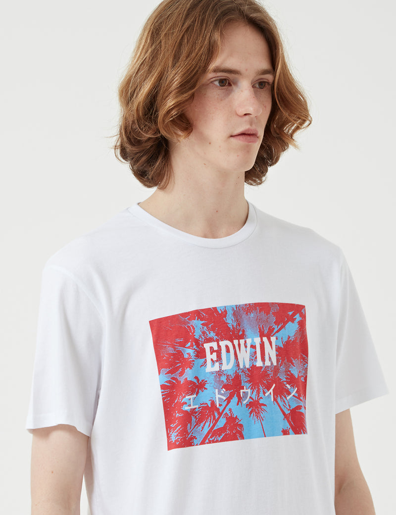 T-Shirt Edwin Japan Palm - Blanc