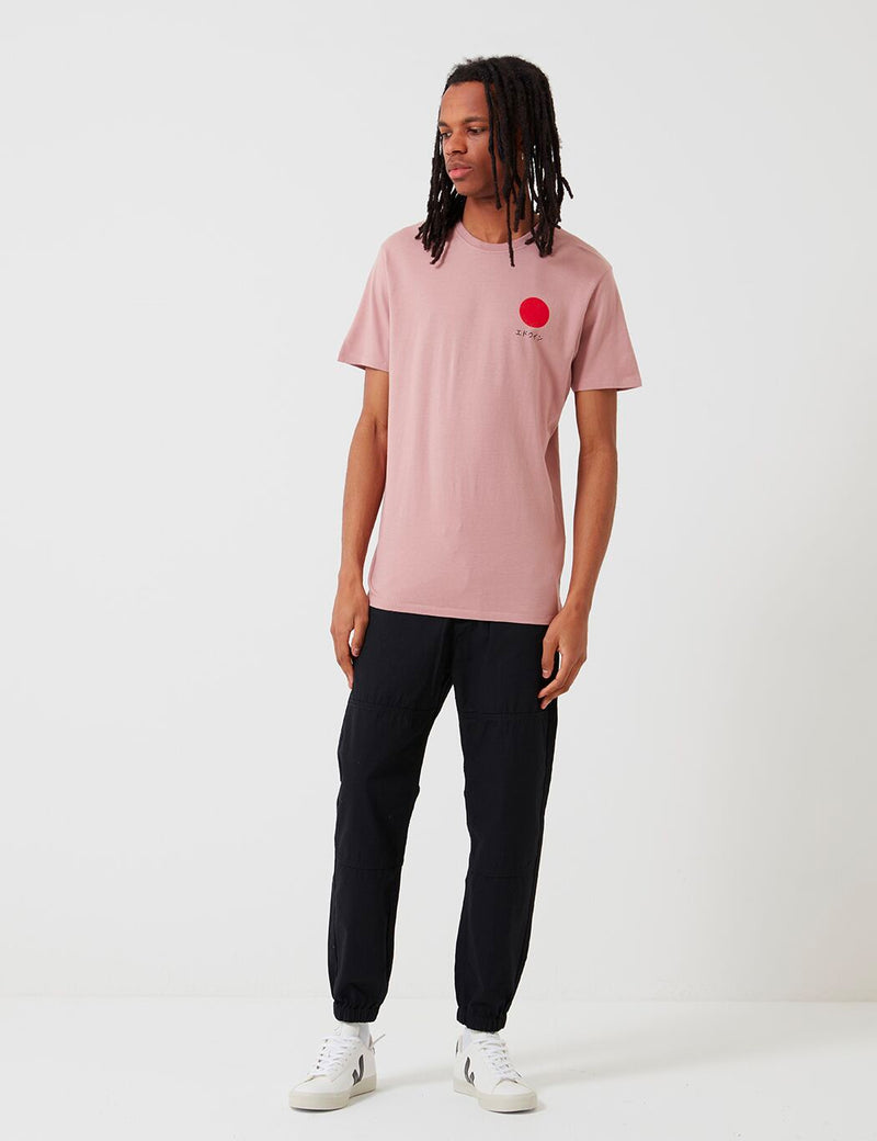 T-Shirt Soleil Japonais Edwin - Woodrose Pink