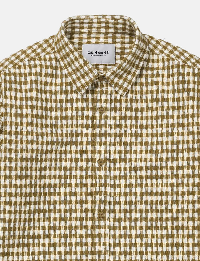 Chemise Carhartt-WIP Manches Longues Stawell Check - Hamilton Brown/White