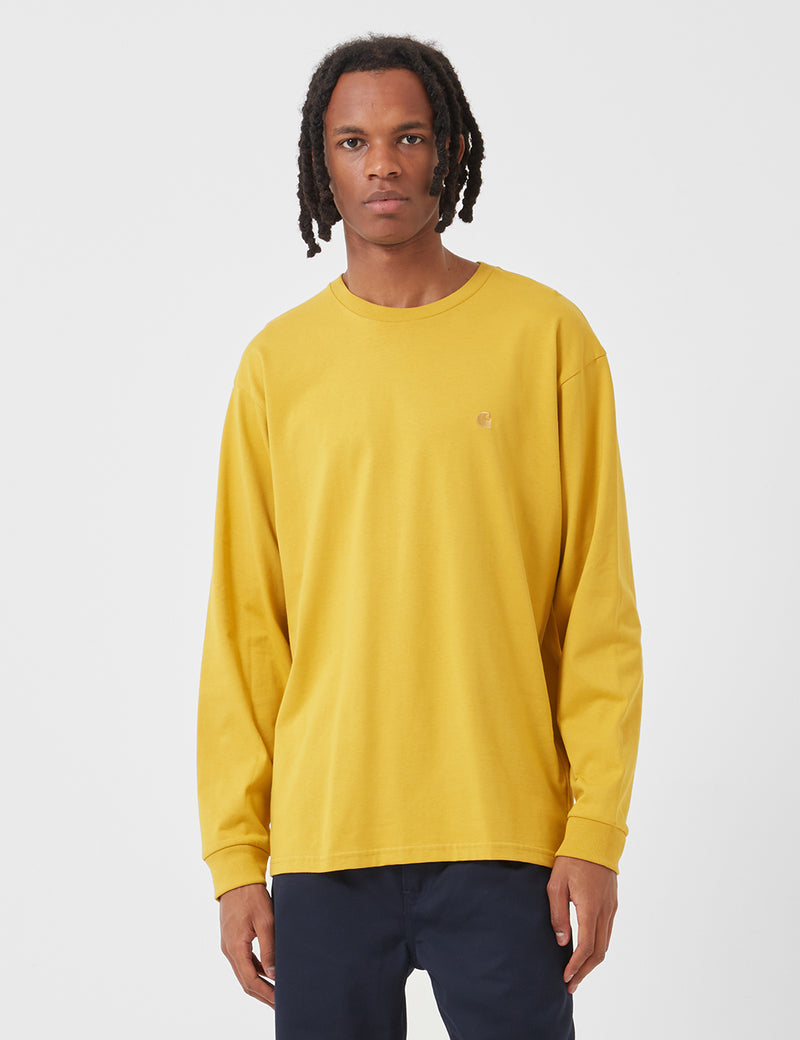 カーハート-WIPチェイス長袖Tシャツ-コルザイエロー