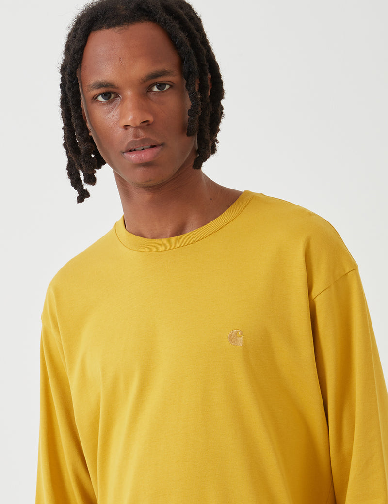 カーハート-WIPチェイス長袖Tシャツ-コルザイエロー