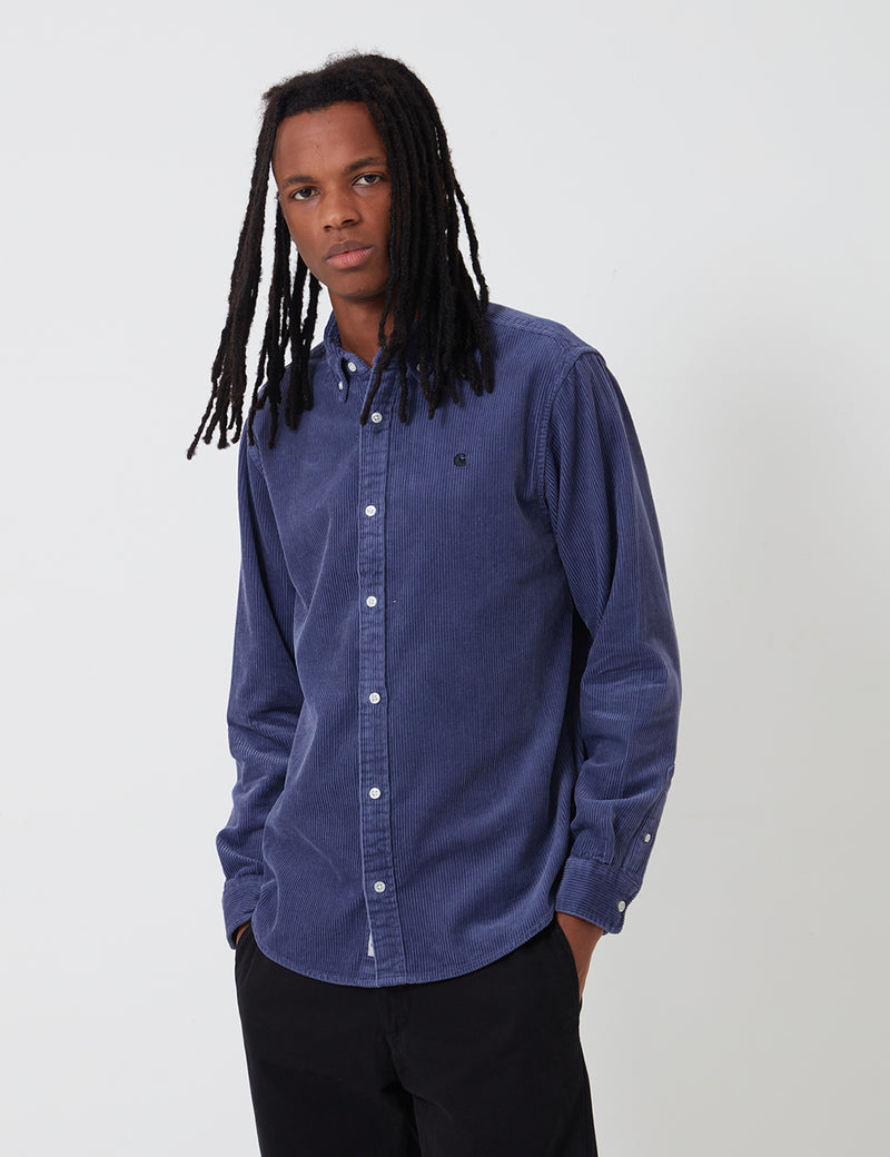Carhartt-WIP Madison Cord Shirt - Cold Viola/Black