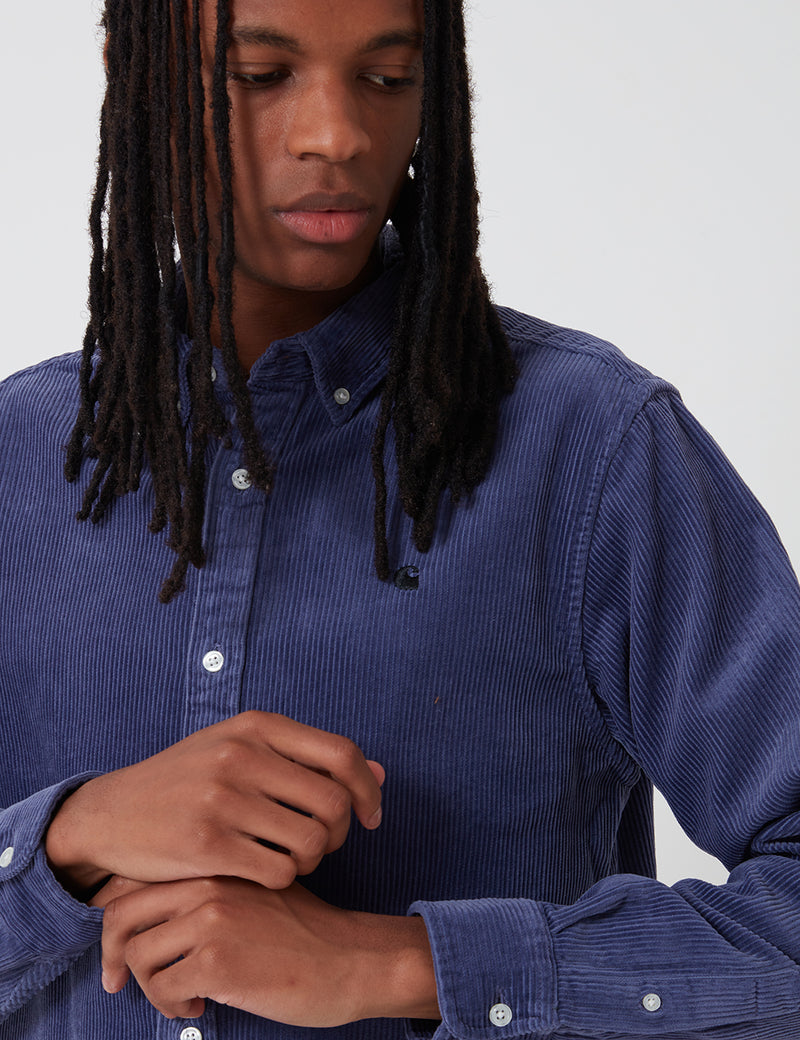 Carhartt-WIP Madison Cord Shirt - Cold Viola/Black