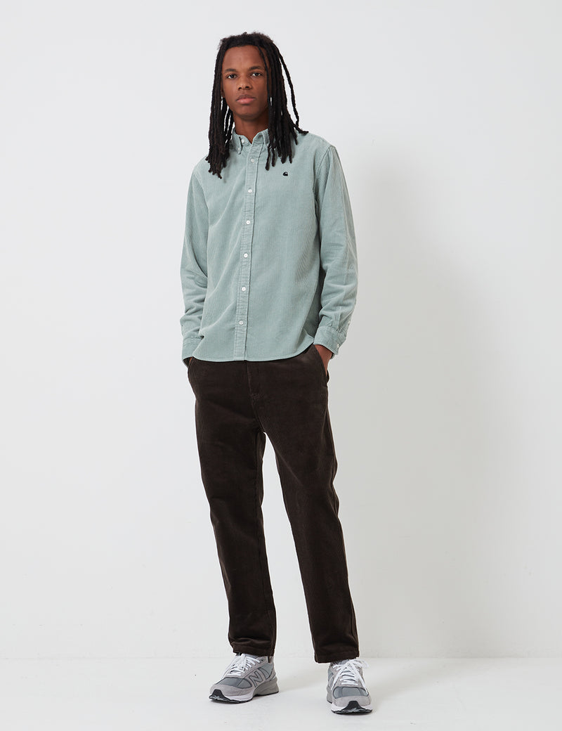 Carhartt-WIP Madison Cord Shirt - Frosted Green/Black