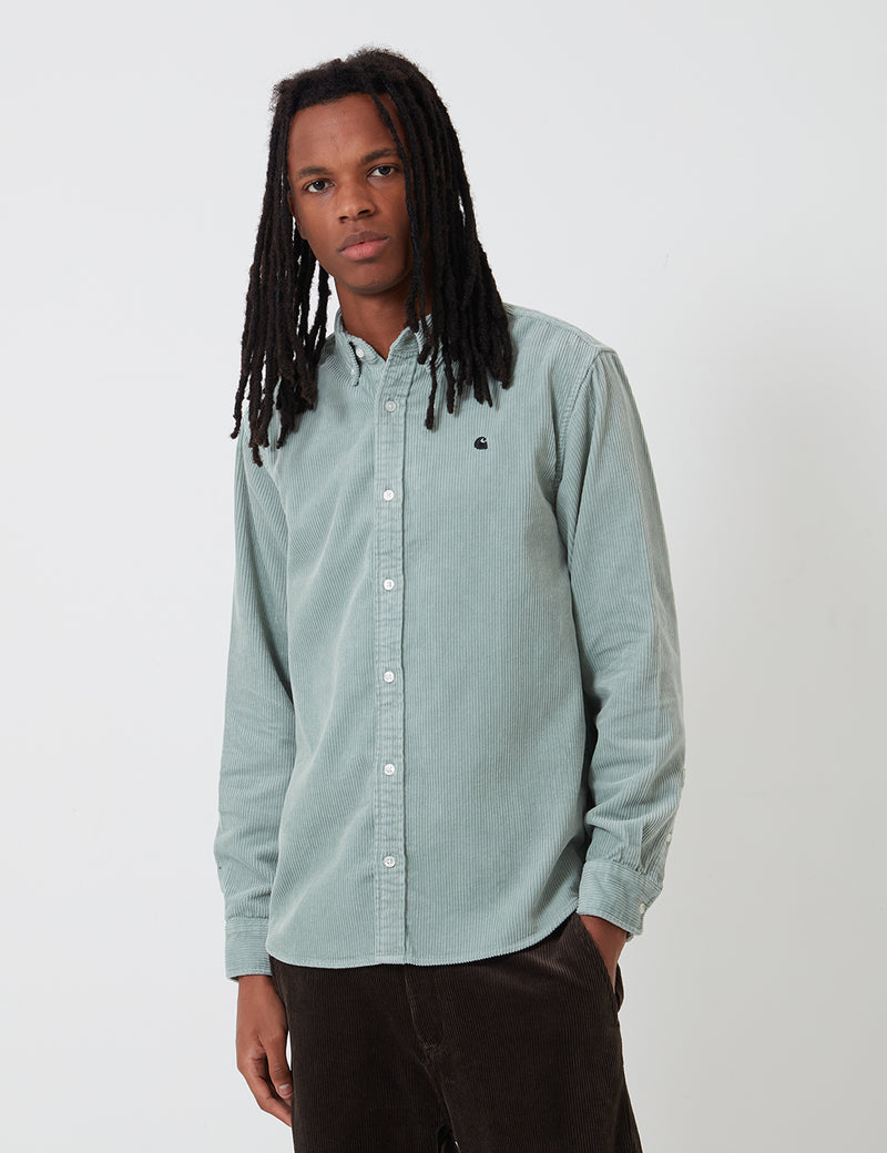 Carhartt-WIP Madison Cord Shirt - Frosted Green/Black