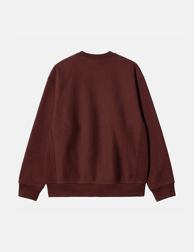 Carhartt-WIPアメリカンスクリプトスウェットシャツ-エールブラウン