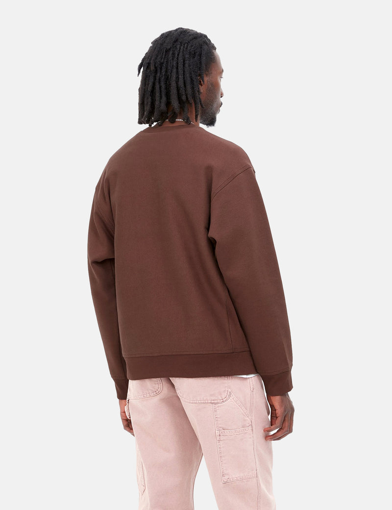 Carhartt-WIPアメリカンスクリプトスウェットシャツ-エールブラウン