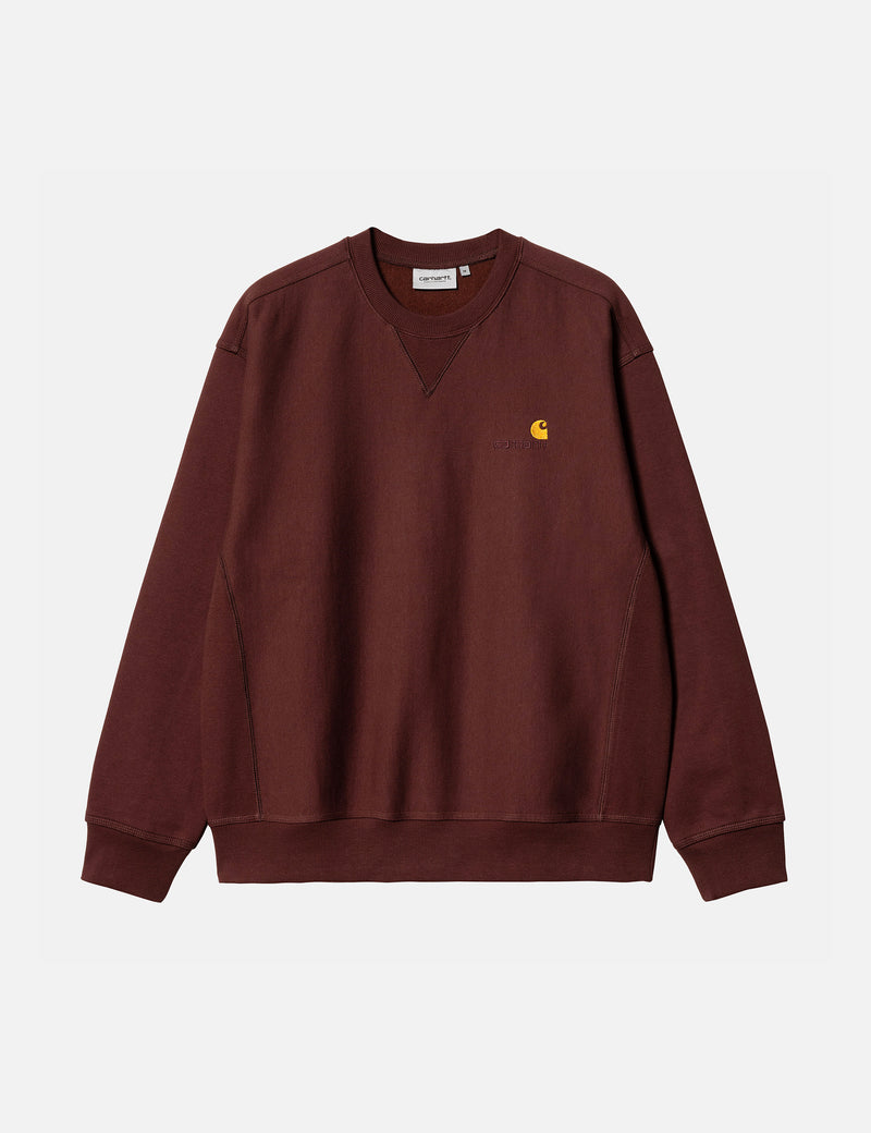 Carhartt-WIPアメリカンスクリプトスウェットシャツ-エールブラウン
