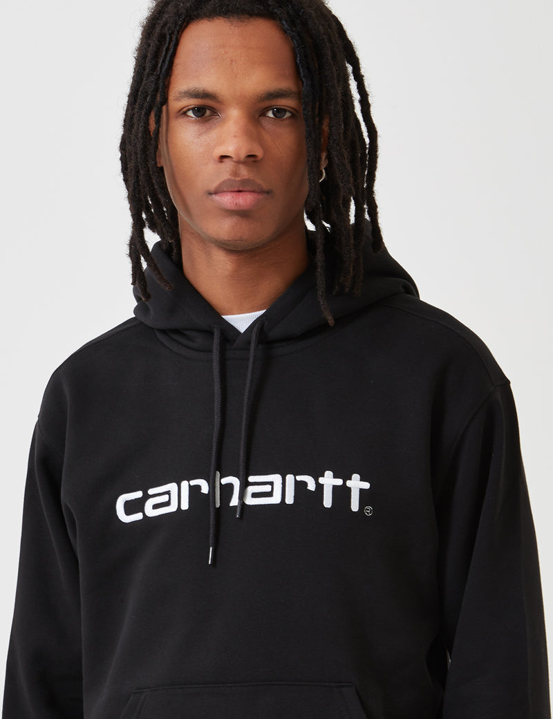 Carhartt-WIP 후드 스웻 셔츠-블랙/화이트