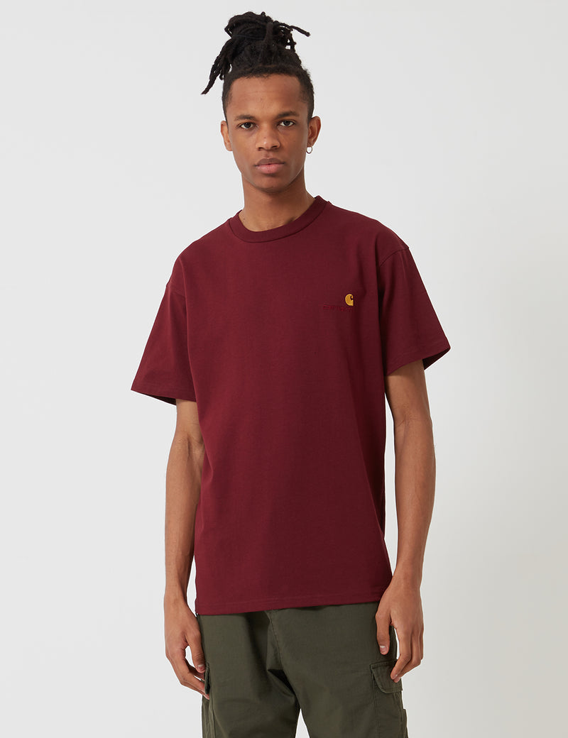 カーハート-WIPアメリカンスクリプトTシャツ-マルベリー